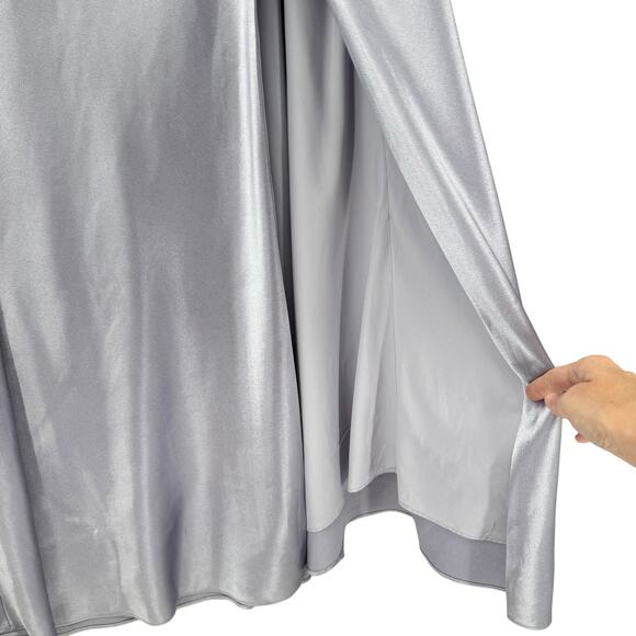 Birdy Grey Plus Kensie Dusty Lilac Purple Satin Strappy One Shoulder Maxi Dress - Picture 11 of 16